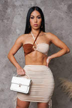 Sivoney Two Piece Skirt Set - Brown