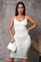 NEVER-FULL MIDI DRESS - WHITE