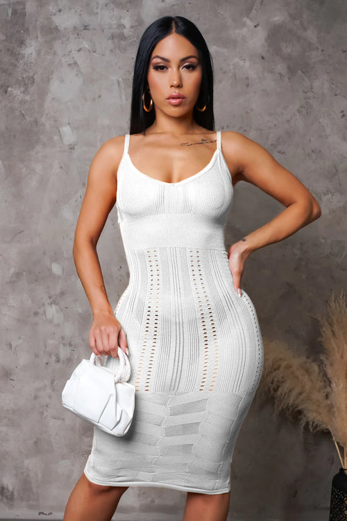 NEVER-FULL MIDI DRESS - WHITE